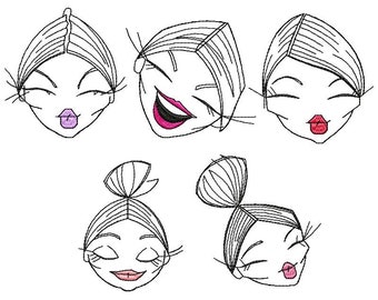 Face Chart Fashion Machine Embroidery Design, Lipstick design (five designs)  4*4
