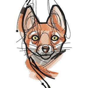 Fox Head Machine Embroidery Design, Embroidery Fox, Embroidery Animal 5*7, 6*8, 6*9