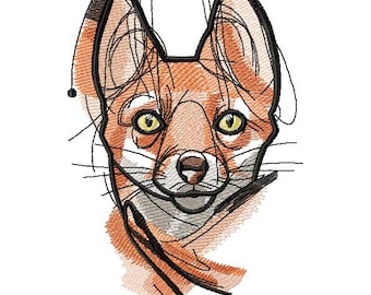 Fox Head Machine Embroidery Design, Embroidery Fox, Embroidery Animal 5*7, 6*8, 6*9