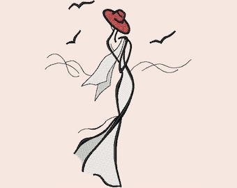 Female Art Machine Embroidery Design, Embroidery Female, Minimalist Art Line Design 5*7, 6*8, 6*9