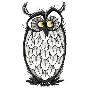 Owl Doodle Machine Embroidery Design, Owl design, Owl embroidery, Bird design 5*7, 6*8, 8*10