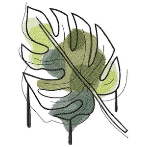 Monstera Leaf machine embroidery designs, Monstera embroidery, Tropical plant design, floral pattern 4*4, 5*7, 6*8, 6*9