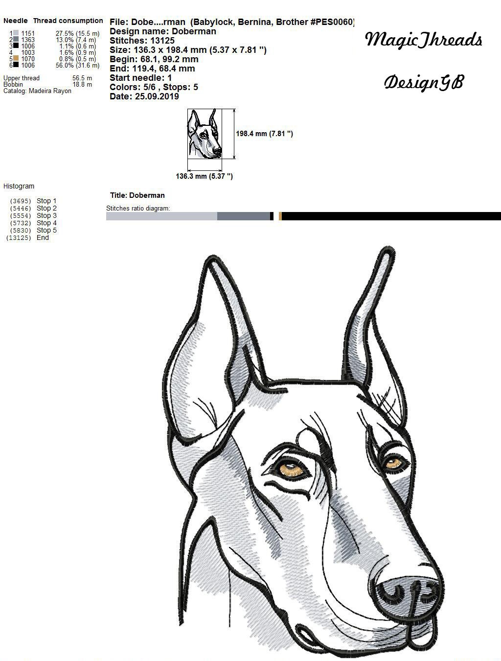 Dobermann | Embird Embroidery Stock Designs E-Shop - Foto 6