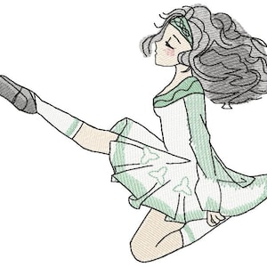 Maskinbroderidesign för irländsk dansare, broderi för dans, St. Patrick's Day-design, broderimönster 5*7, 6*8, 6*9
