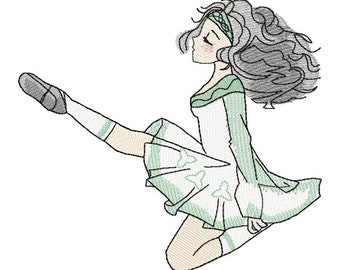 Irish Dancer machine borduurwerk ontwerpen, borduurwerk dansen, St. Patrick's Day ontwerp, borduurpatroon 5 * 7, 6 * 8, 6 * 9