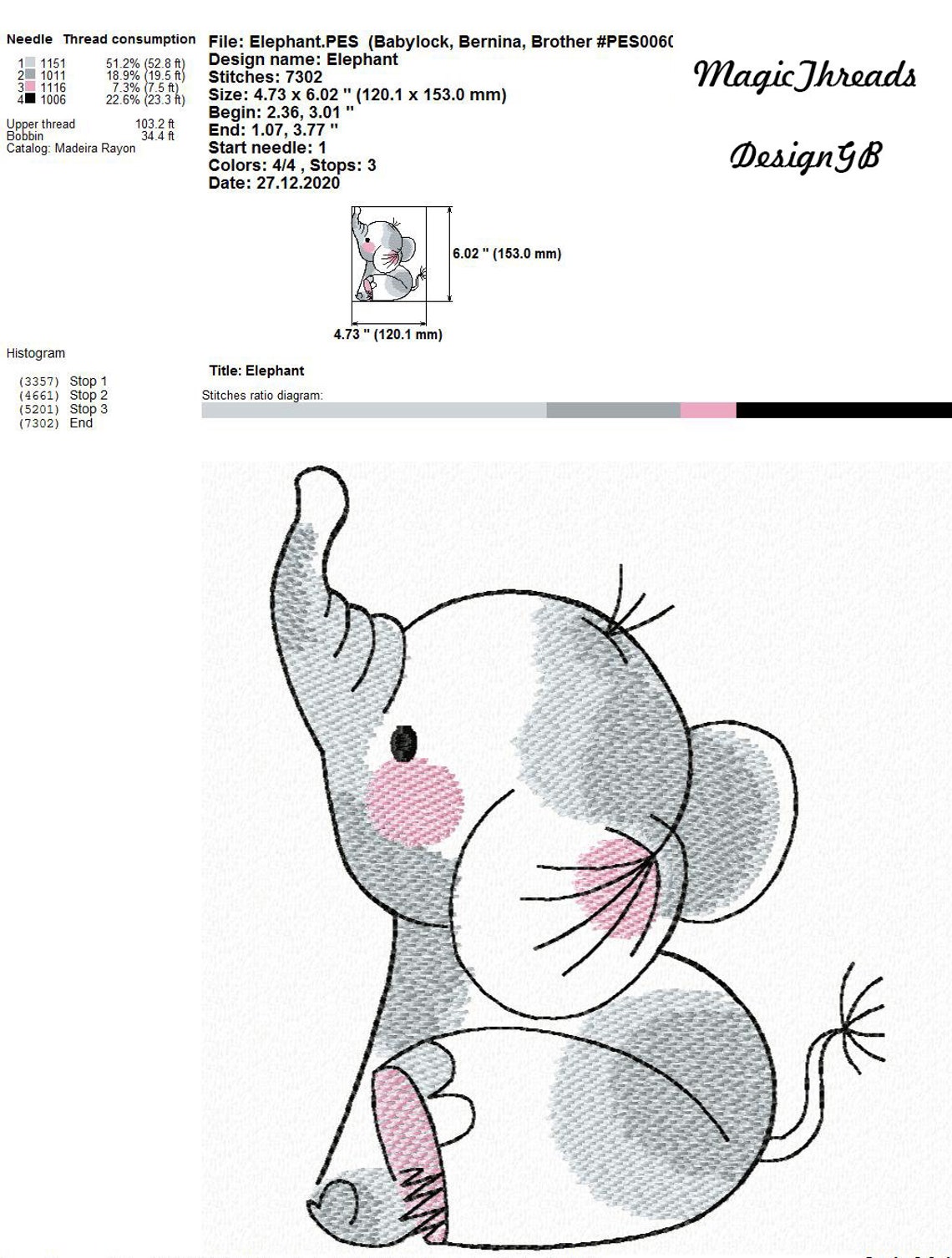 Baby Elephant Machine Embroidery Design Embroidery Elephant Etsy