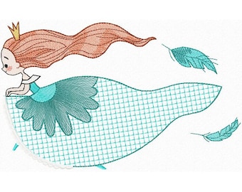 Princess Machine Embroidery Design, Embroidery Princess, Kids design  5*7, 6*8, 6*9