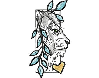 Romantic Lion Machine Embroidery Design, Lion Head Embroidery, Embroidery Animal 5*7, 6*8, 6*9