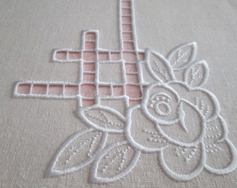 Corner Roses Cutwork(Richelieu) Machine Embroidery Design, Embroidery Cutwork, Embroidery Flowers  5*7