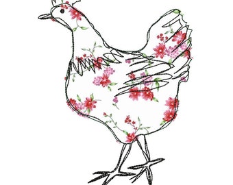 Chicken Machine Embroidery Design Applique, Chicken Embroidery, Embroidery Pattern  4*4, 4*5, 5*7, 6*8, 6*9