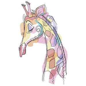 Giraffe, Maschinenstickerei, Stickerei Giraffe, Giraffendesign, Tierstickerei 5*7, 6*8, 6*9