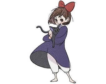 Kiki und Jiji Maschinenstickerei, Stickdatei Kiki, Kikis kleiner Lieferservice, Little Kiki 5*7, 6*8, 6*9