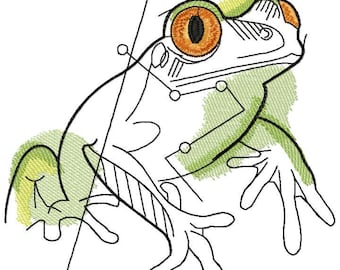Watercolor Frog Machine Embroidery Design, Embroidery Frog, Embroidery Animal, Frog design 4*4, 5*7, 6*8, 6*9