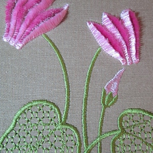 Cyclamen Velvet machine embroidery designs, Cyclamen Embroidery, Flower designs, Flower Pattern 5*7