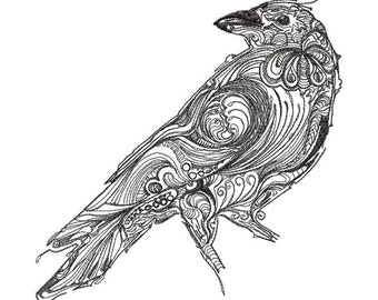 Raven Machine embroidery design, Embroidery Raven, Bird design, Embroidery pattern  5*7, 6*8, 7*7, 8*8, 10*10