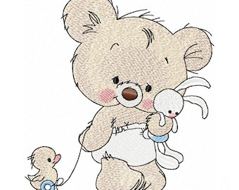 Bear with Toy Machine Embroidery Design, Embroidery Bear, Kids design, Embroidery cute Bear 4*4, 4*5, 5*7, 6*8