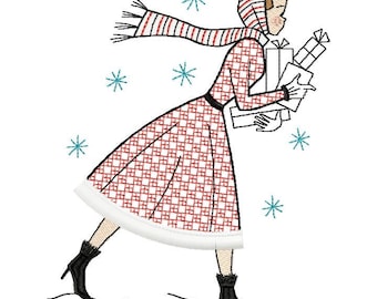 Christmas Run Machine Embroidery Design Fringe,  Christmas Greetings Design  5*7, 6*8, 6*9