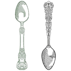 Teaspoons Machine Embroidery Design, Vintage Cutlery Design, Embroidery Kitchen Cutlery   5x7, 6x8