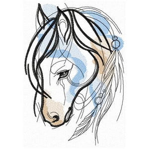 Native Horse machine embroidery design, embroidery Horse, embroidery Animal, Horse Head Design  5*7, 6*8, 6*9, 8*10