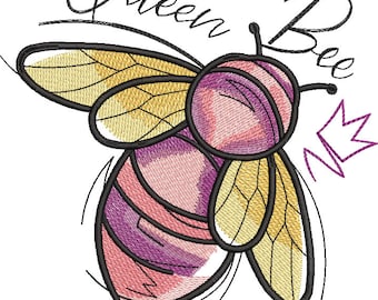 Queen Bee Machine DEmbroidery Designs, Insects Embroidery 4*4, 5*7, 6*8, 6*9, 8*10