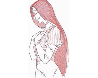 Sally Nightmare machine embroidery design, Halloween design, Halloween embroidery 5x7, 6x8, 6x9