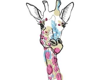 Spirit Giraffe machineborduurontwerp, borduurwerk giraf, borduurwerk dier, borduurontwerp, borduurpatronen 5 * 7, 6 * 8, 8 * 12