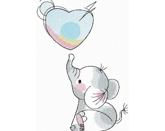 Baby Elephant Machine Embroidery Design, Embroidery Elephant, Kids design, Babies design   5*7, 6*8, 6*9