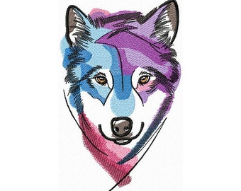 Mystical Wolf Machine Embroidery Design, Embroidery Wolf, Wolf design, Animal embroidery 5*7, 6*8, 6*9