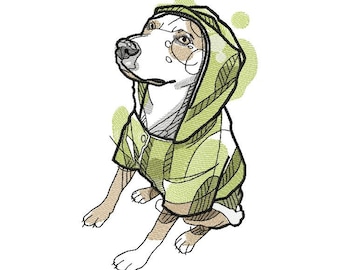 Dog Machine Embroidery Design,Embroidery Dog, Hipster Dog Embroidery  5*7, 6*8, 8*9