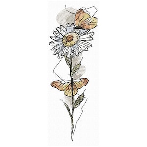 Daisy and Butterflies machine embroidery designs, Butterflies embroidery, flowers design, floral pattern 5*7, 6*8, 6*9