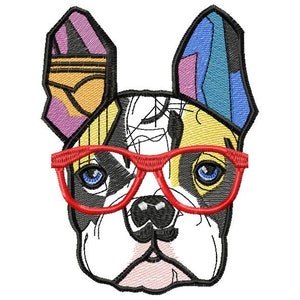 Motif de broderie machine bouledogue français, broderie tête de bouledogue français, broderie animal 4*4, 5*7, 6*8, 6*9, 8*12