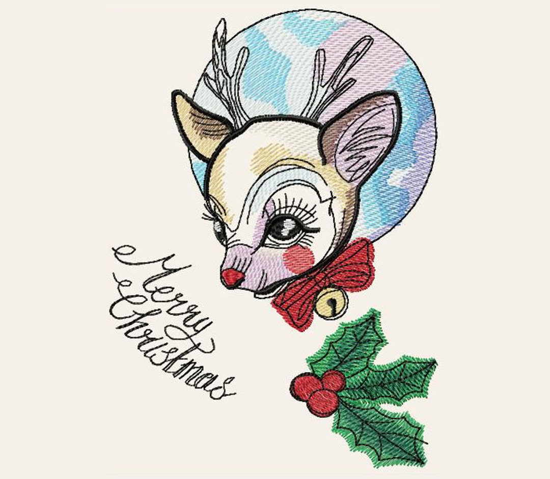 Christmas Reindeer Machine Embroidery Design, Embroidery Christmas Reindeer, Embroidery Reindeer 