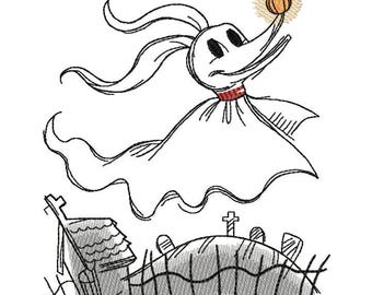 Ghost  Flying Through the Air Machine Embroidery Design, Embroidery Halloween,  Ghost Design  4*4, 5*7, 6*8, 6*9