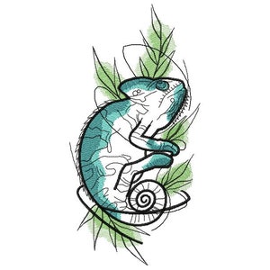 Chameleon Machine Embroidery Design,Embroidery Animal, Design Reptile, Embroidery patterns  5*7, 6*8, 6*9