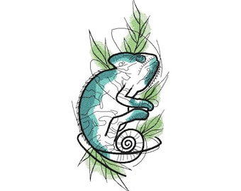 Chameleon Machine Embroidery Design,Embroidery Animal, Design Reptile, Embroidery patterns  5*7, 6*8, 6*9