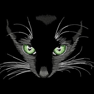 神秘的な黒猫の機械刺繍デザイン、猫の刺繍、猫の夜のデザイン、動物の刺繍 5*7、6*8、6*9