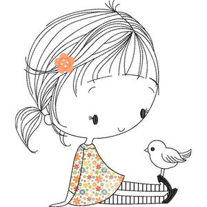 Little Bird  Machine Embroidery Design Applique, Embroidery Girl, Kids Design  4*5, 5*7, 6*8, 6*9