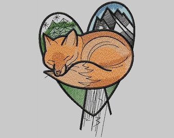 Winter Fox Machine Embroidery Design, Embroidery Fox, Embroidery Animal    5*7, 6*8, 6*9