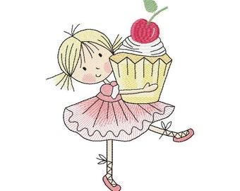 Cherry On Top Machine Embroidery Design, Embroidery girl, Kids design 4*5, 5*7, 6*8