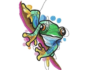Frog Machine Embroidery Design, Embroidery Frog, Embroidery Animal, Frog design, Embroidery pattern 4*7, 5*7, 6*8