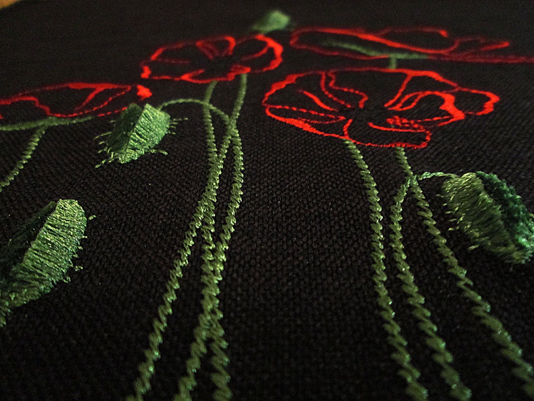 Poppies Flowers Velvet Machine Embroidery Design, Wildflower Embroidery, Flowers Embroidery 57