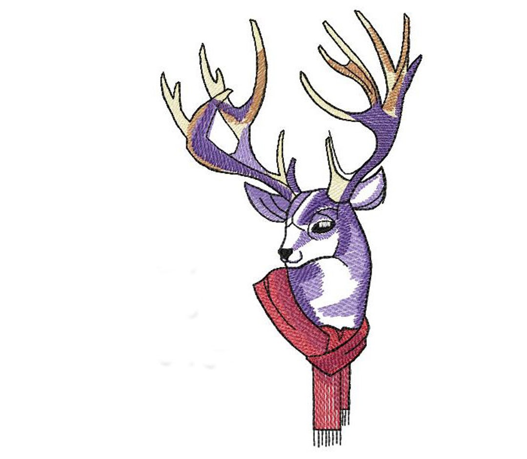 Winter Deer Machine Embroidery Design, Embroidery Winter Deer