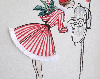 A Christmas Note Machine embroidery design Fringe, Christmas Vintage Design, Christmas Greetings Design, Retro Vintage Design 5*7, 6*8, 6*9