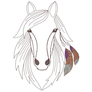 Horse and Feathers Machine Embroidery Design, Embroidery Horse, Embroidery Animal, Embroidery pattern 5*7, 6*8, 8*10