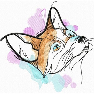 Spring Fox machine embroidery design, Fox&#39;s Head design, Animals embroidery  5x7, 6x8, 6x9, 8x8