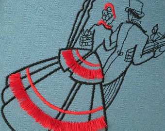 Christmas lady & Gentleman machine embroidery design Fringe, Christmas Stroll, Victorian Christmas, Retro design  5x7, 6x8, 6x9