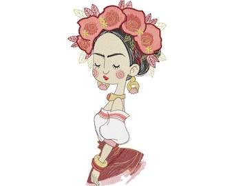 Diseño de bordado a máquina Frida, Bordado artístico Frida 5*7, 6*8, 6*9