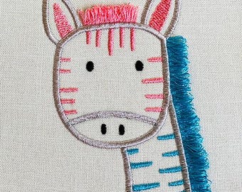 Cute Zebra Fringe Machine Embroidery Design, Kids design, Embroidery Animals   4*4, 4*5, 5*7