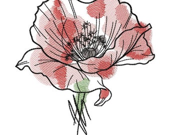 Poppy machine embroidery designs, Poppy embroidery, flowers design, floral pattern, designs of flowers  4*4, 5*7, 6*8, 6*9