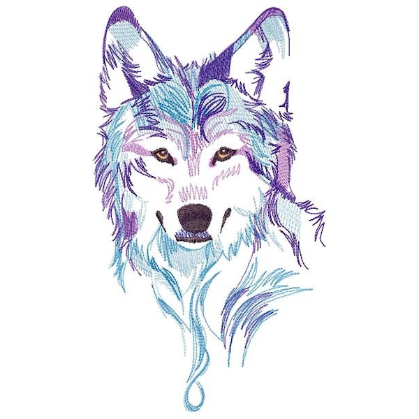 Spirit of the Wolf Machine Embroidery Design, Mystical Wolf design, Embroidery Animal, Wolf Heads Embroidery   5*7, 6*8, 6*9, 6*10, 8*10